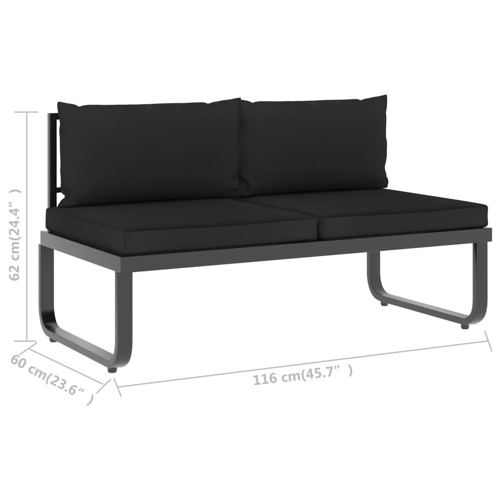 vidaXL 4 Piece Patio Corner Sofa Set with Cushions Aluminum and WPC