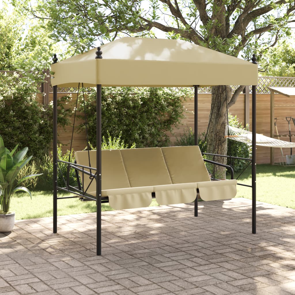 vidaXL Patio Swing Bench with Canopy Sand Steel