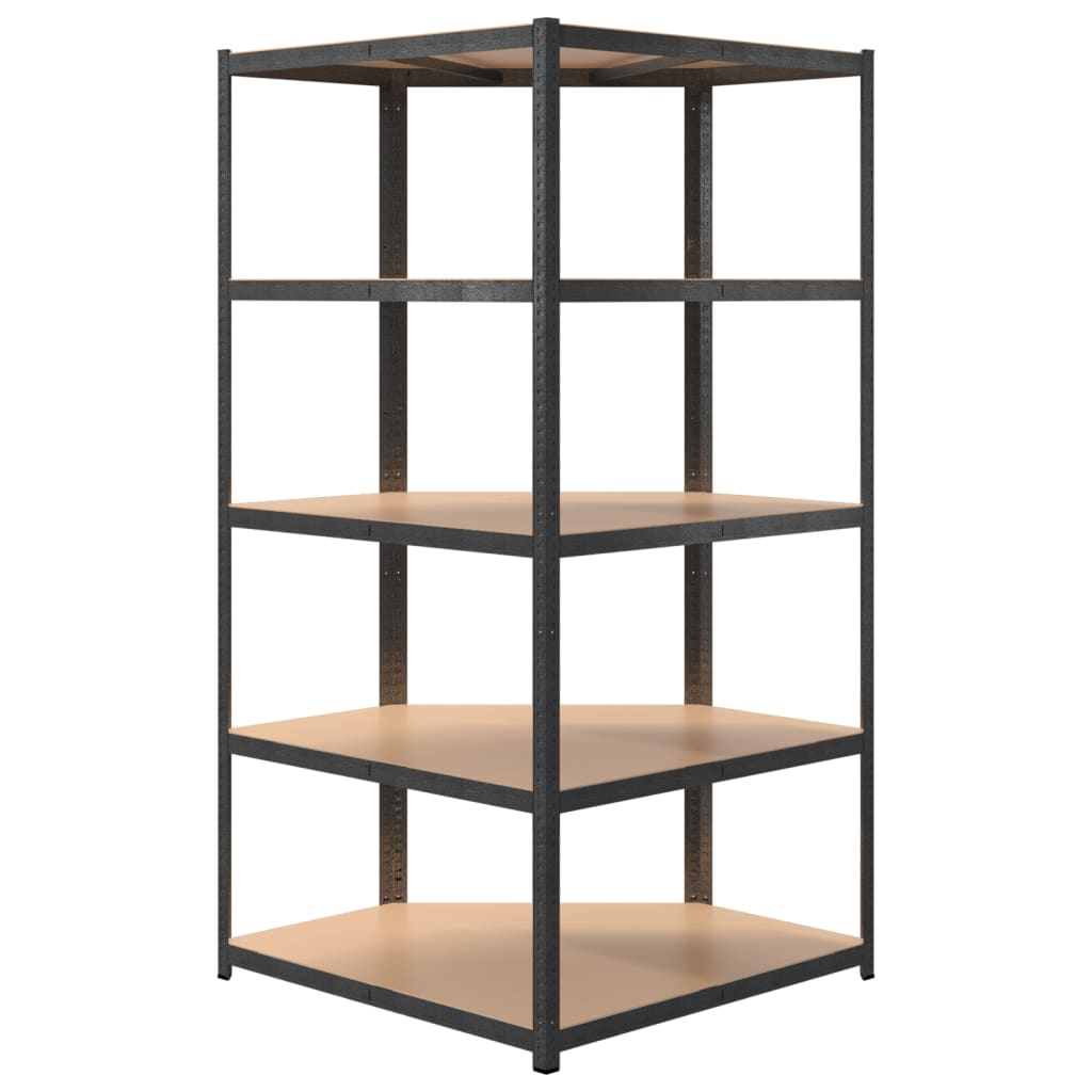 vidaXL 5-Layer Heavy-duty Corner Shelf Gray Steel&Engineered Wood