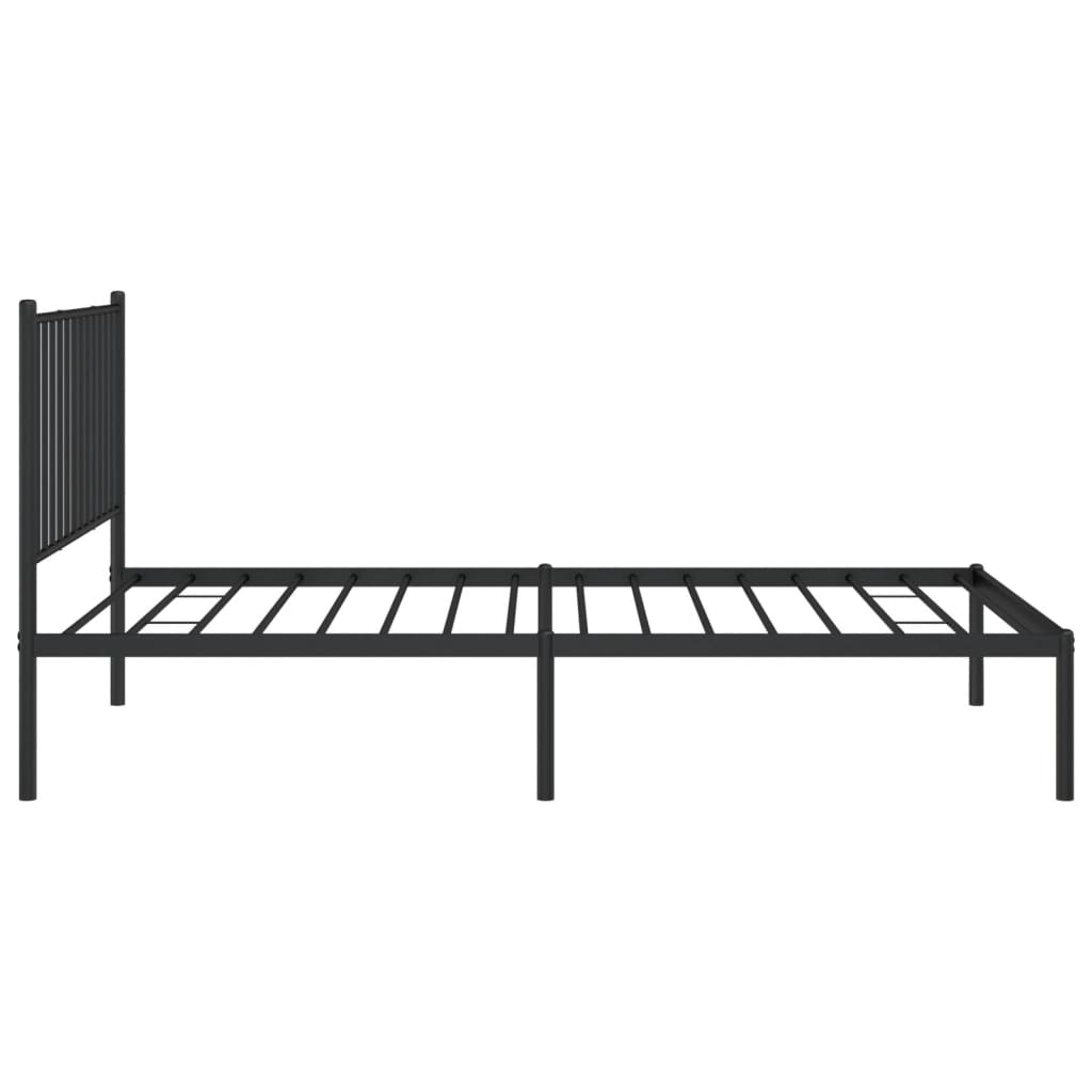 vidaXL Metal Bed Frame without Mattress with Headboard Black 39.4"x74.8"