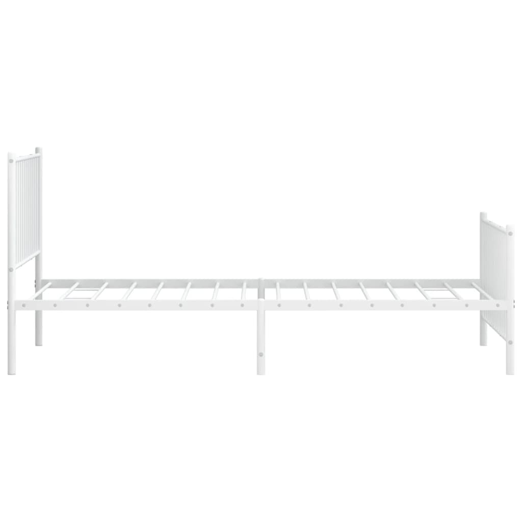 vidaXL Metal Bed Frame without Mattress with Footboard White 39.4"x78.7"