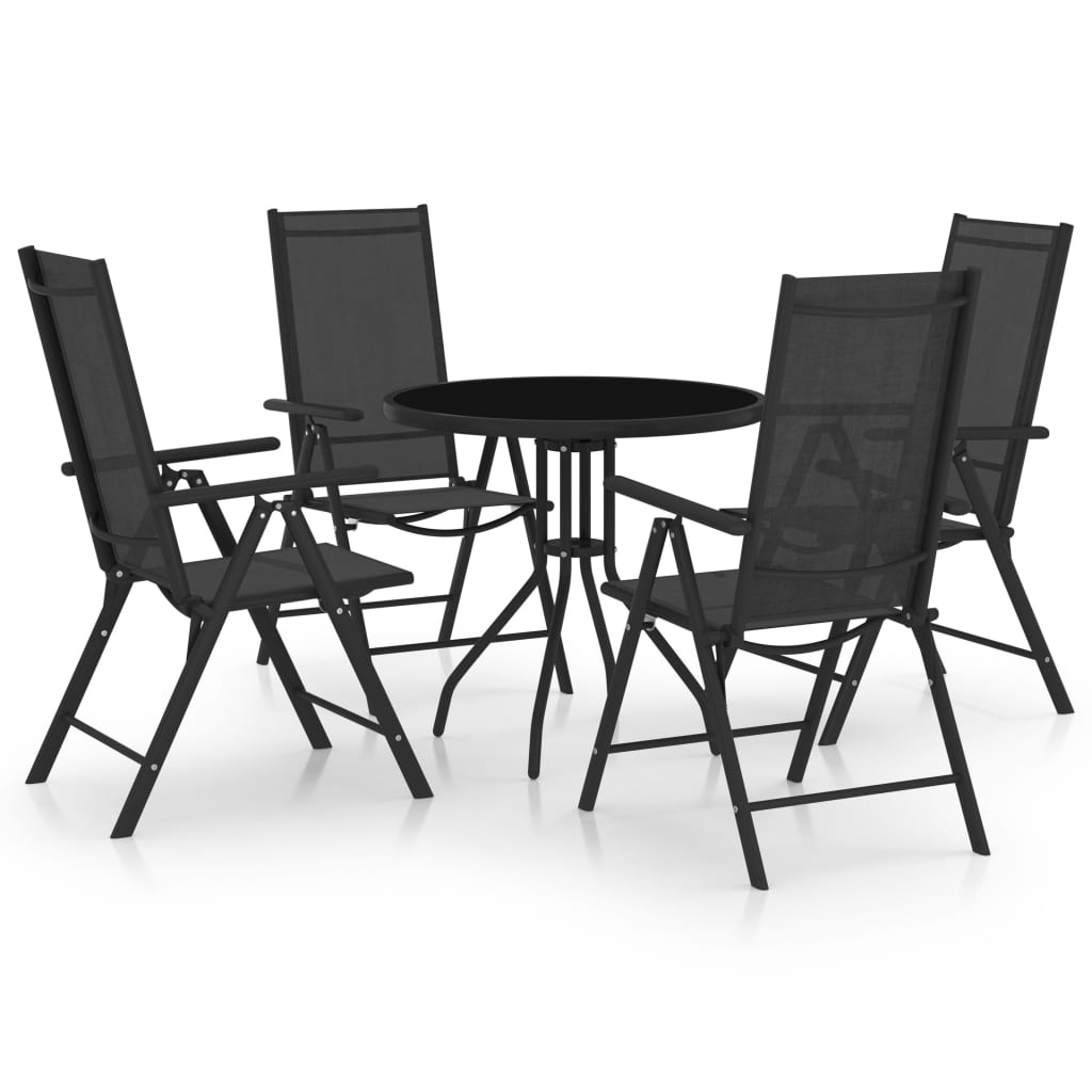 vidaXL 5 Piece Patio Dining Set Aluminum and Textilene Black