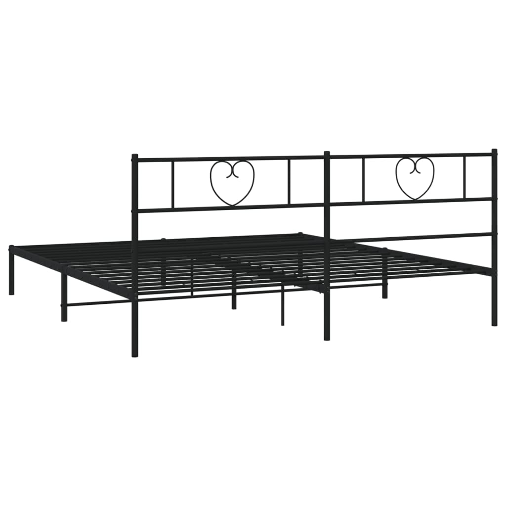 vidaXL Metal Bed Frame without Mattress with Headboard Black 76"x79.9"