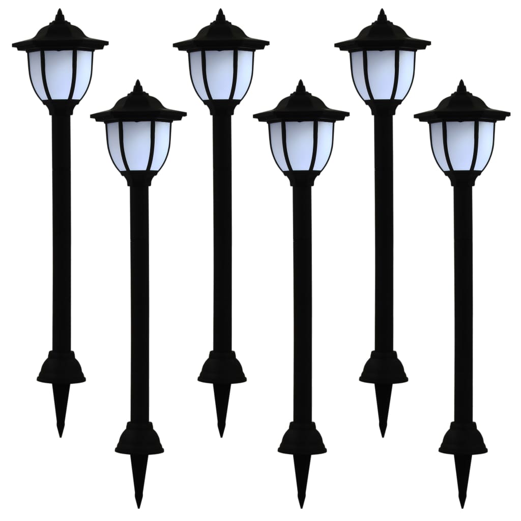 vidaXL Outdoor Solar Lamps 6 pcs LED Black