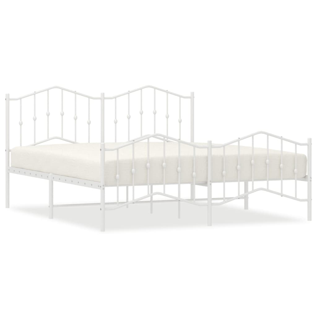 vidaXL Metal Bed Frame with Headboard&Footboard White 72"x83.9" California King