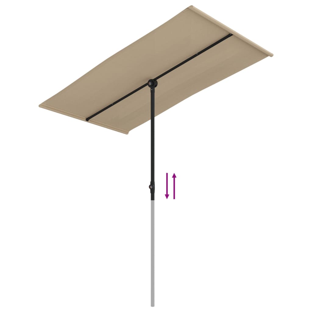 vidaXL Garden Parasol with Aluminum Pole 70.9"x43.3" Taupe