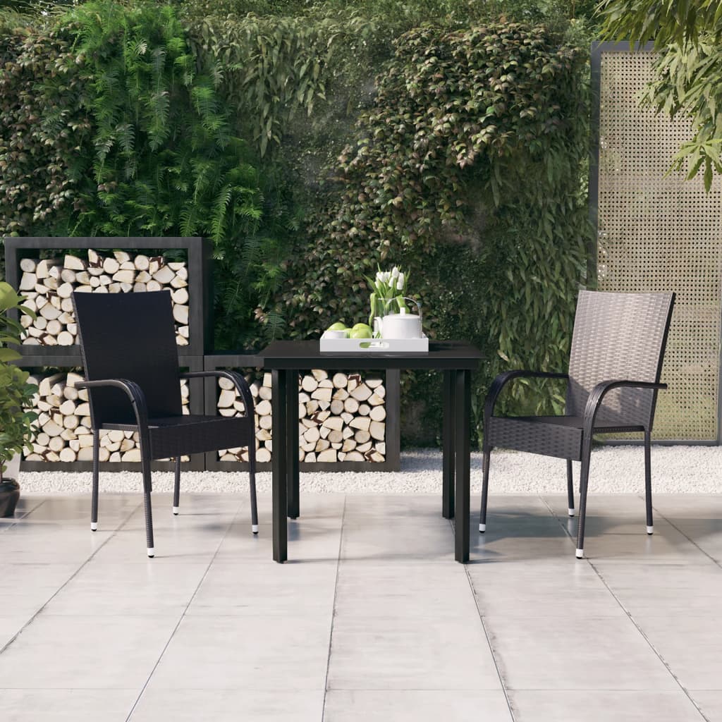 vidaXL 3 Piece Patio Dining Set Black