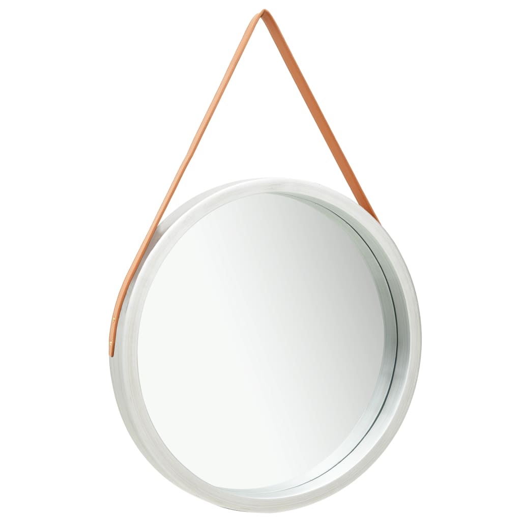 vidaXL Wall Mirror with Strap 23.6" Silver