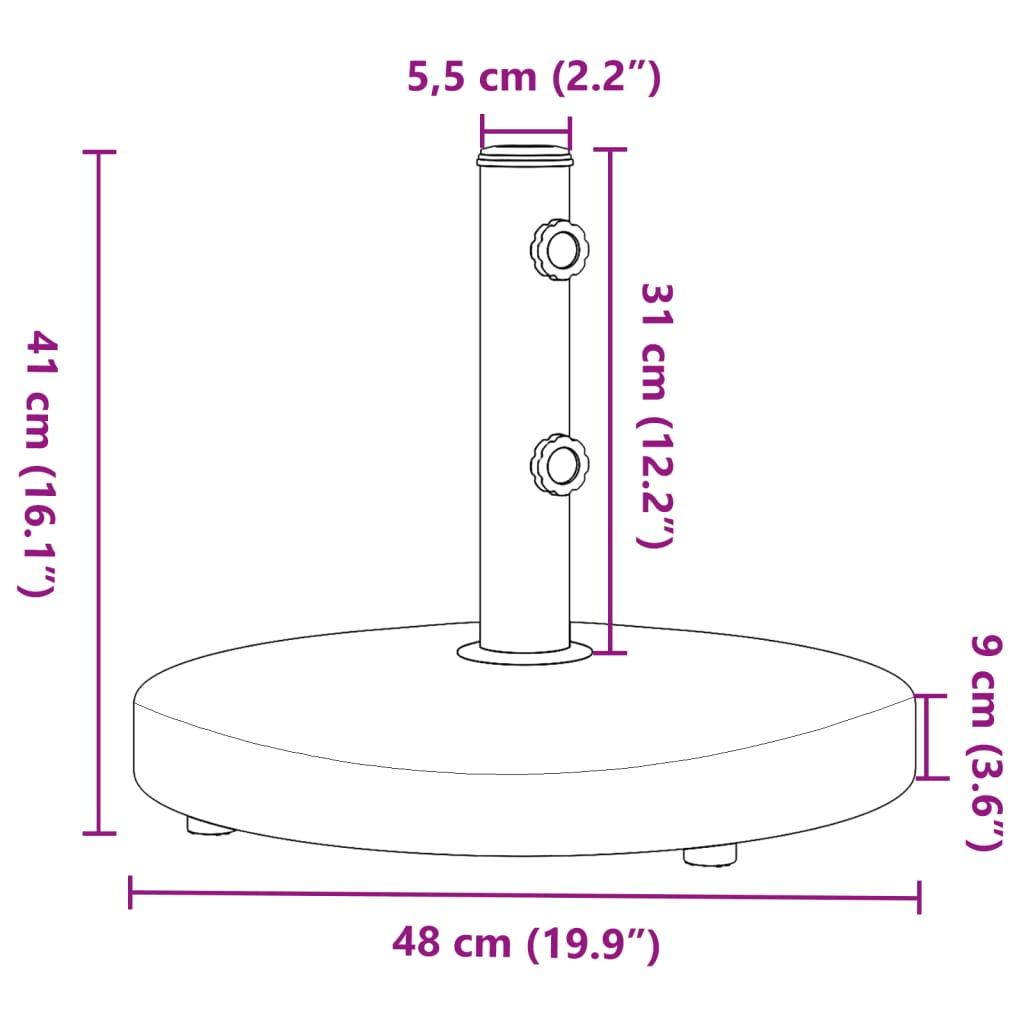 vidaXL Parasol Base for Ø1.3"/1.5"/1.9" Poles 55.1 lb Round