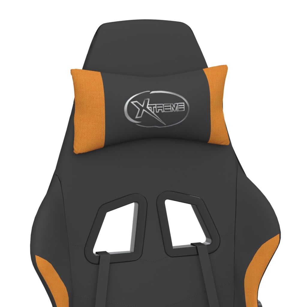 vidaXL Gaming Chair with Footrest Black and Orange Fabric