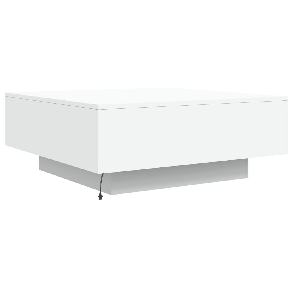 vidaXL Coffee Table with LED Lights White 31.5"x31.5"x12.2"