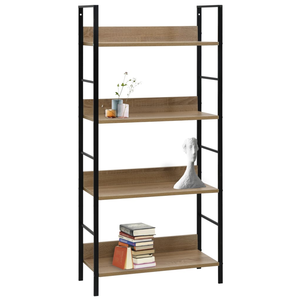 vidaXL 4-Layer Book Shelf Oak 23.6"x10.9"x49" Engineered Wood