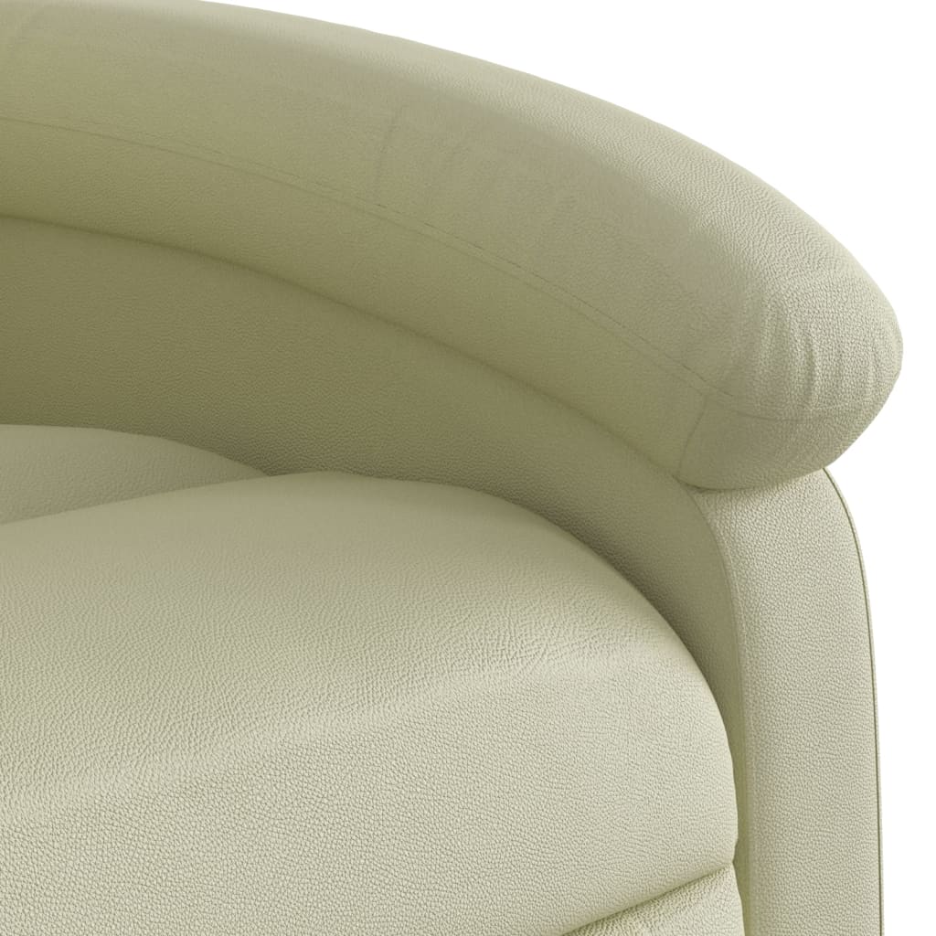 vidaXL Massage Recliner Chair Cream Real Leather