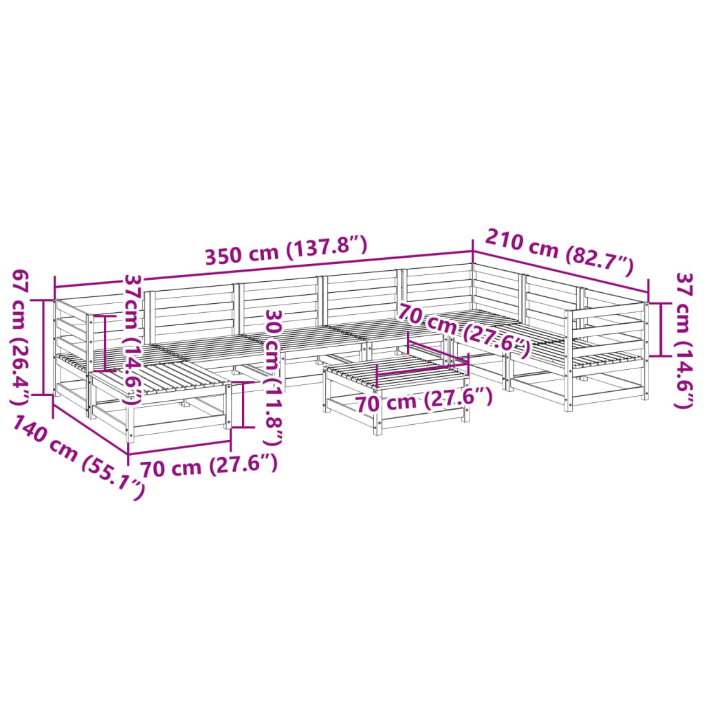 vidaXL 9 Piece Patio Sofa Set Solid Wood Pine