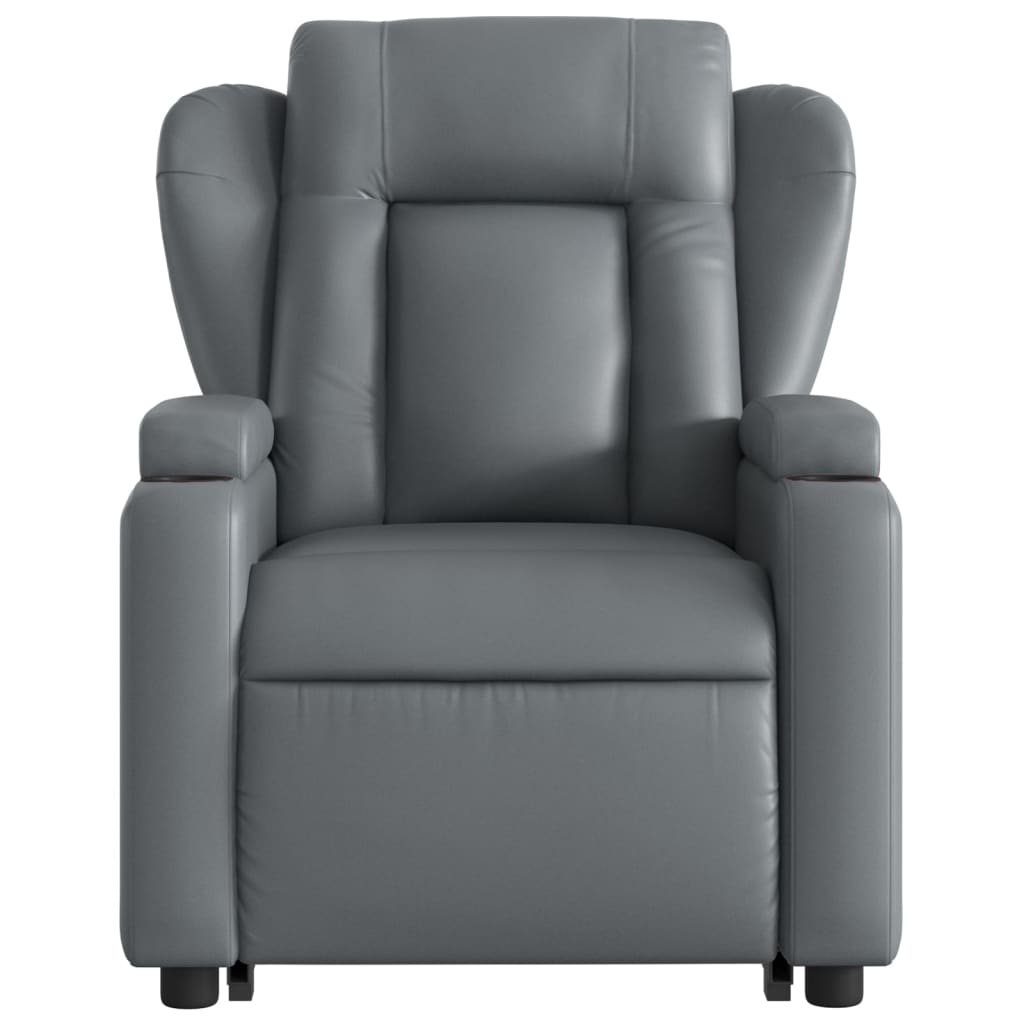 vidaXL Stand up Massage Recliner Chair Gray Faux Leather