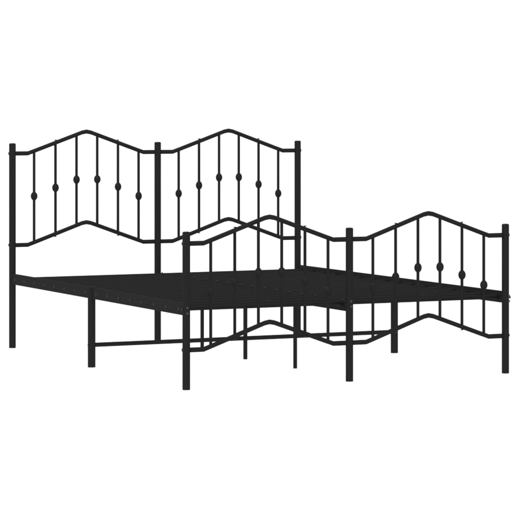 vidaXL Metal Bed Frame without Mattress with Footboard Black 59.1"x78.7"