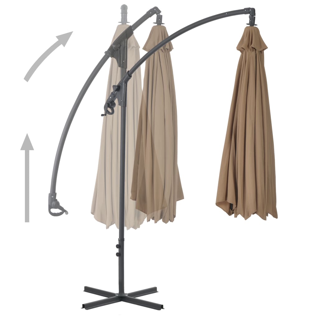 vidaXL Cantilever Garden Parasol with Steel Pole 118.1" Taupe