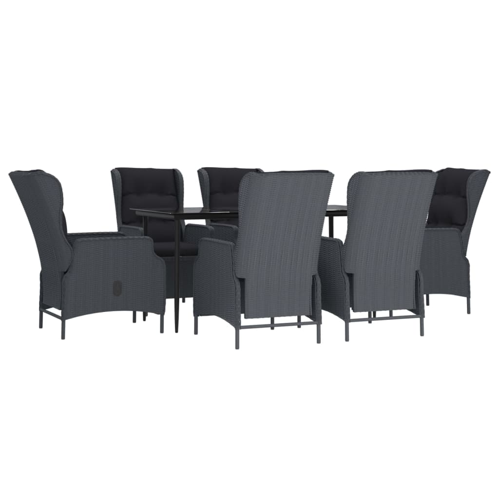 vidaXL 7 Piece Patio Dining Set Dark Gray Poly Rattan