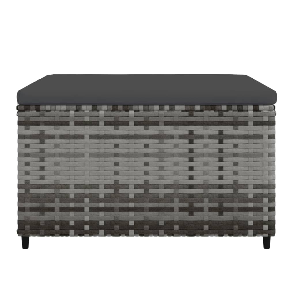 vidaXL Patio Footrests with Cushions 2 pcs Gray Poly Rattan