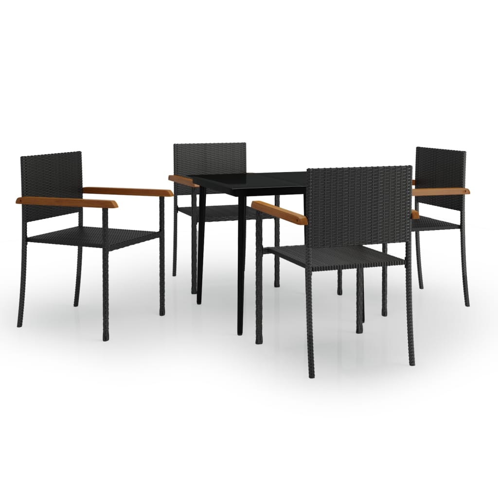 vidaXL 5 Piece Patio Dining Set Black