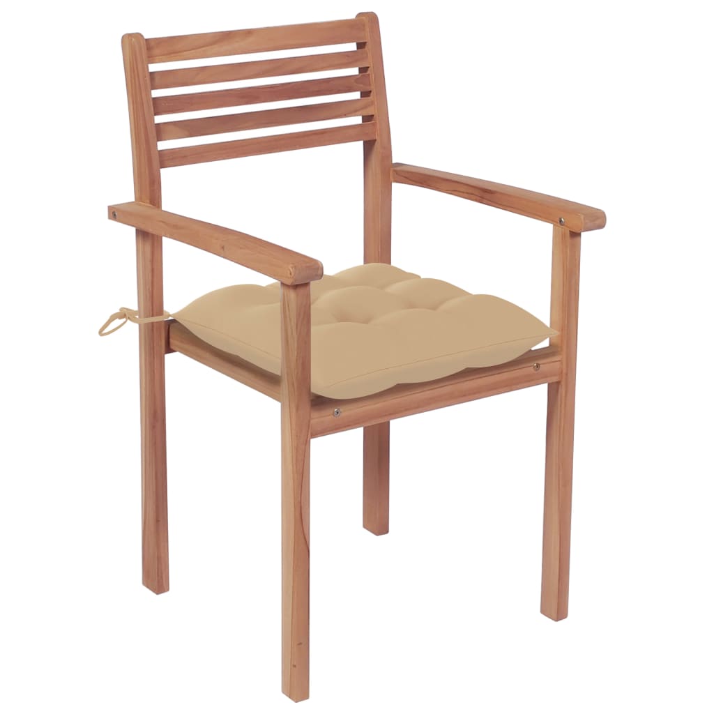 vidaXL Patio Chairs 2 pcs with Beige Cushions Solid Teak Wood