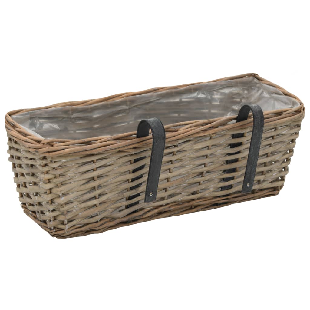 vidaXL Balcony Planter 2 pcs Wicker with PE Lining 15.7"