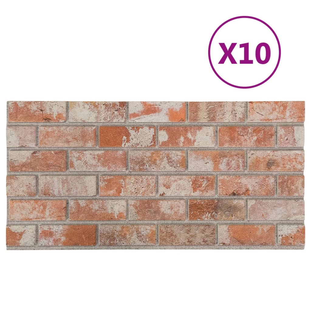 vidaXL 3D Wall Panels with Red Brick Design 10 pcs EPS