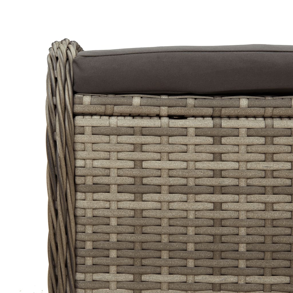 vidaXL Patio Stool with Cushion Gray 22.8"x18.1"x18.1" Poly Rattan