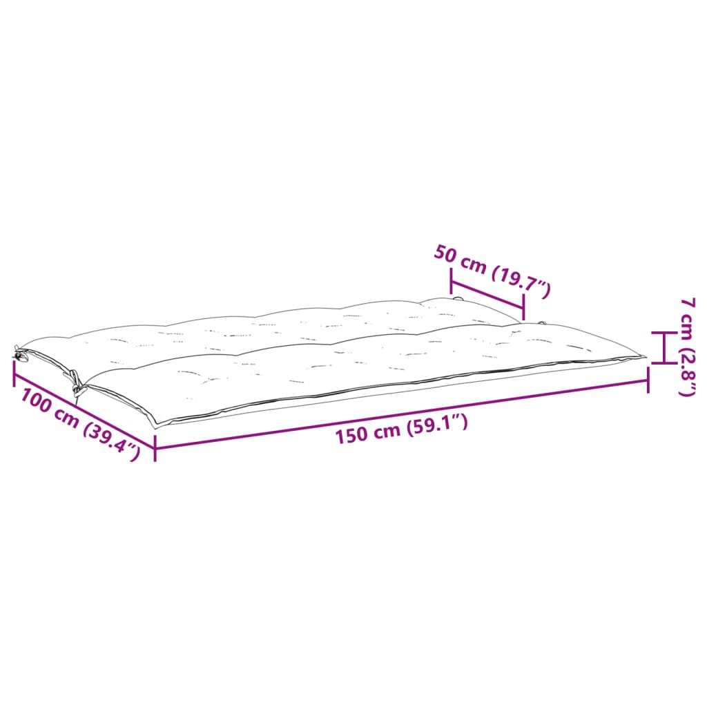 vidaXL Garden Bench Cushions 2pcs Taupe 59.1"x19.7"x2.8" Oxford Fabric