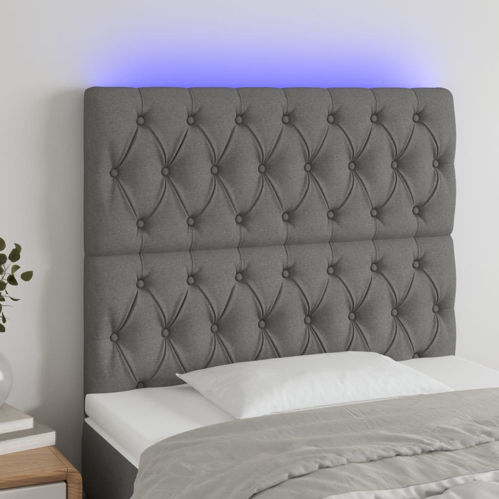 vidaXL LED Headboard Dark Gray 39.4"x2.8"x46.5"/50.4" Fabric