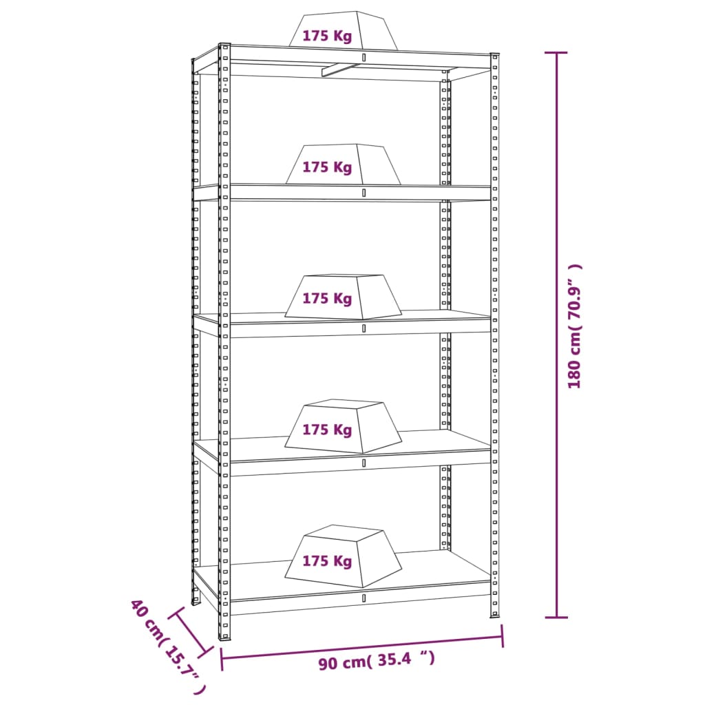 vidaXL 5-Layer Shelves 4 pcs Anthracite Steel&Engineered Wood