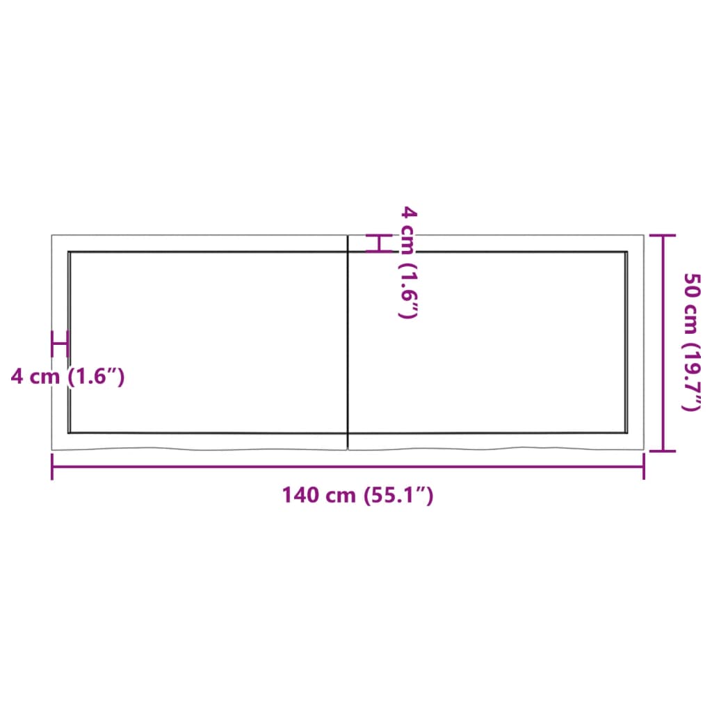 vidaXL Wall Shelf Light Brown 55.1"x19.7"x(0.8"-2.4") Treated Solid Wood Oak