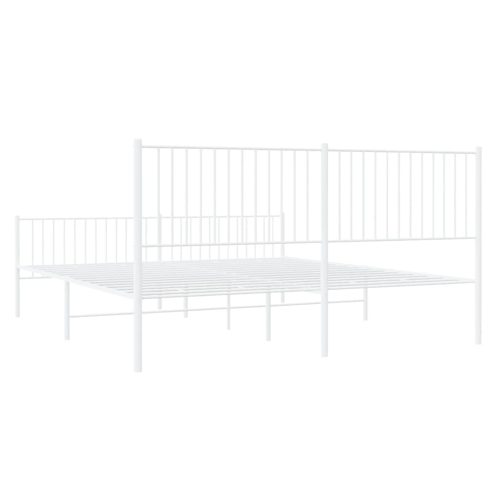 vidaXL Metal Bed Frame without Mattress with Footboard White 76"x79.9"