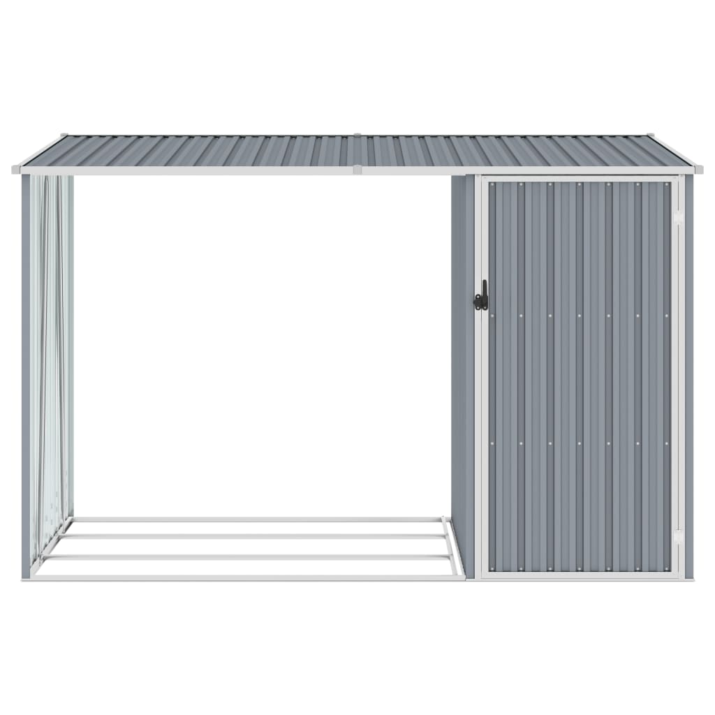 vidaXL Garden Firewood Shed Gray 96.5"x38.6"x62.6" Galvanized Steel