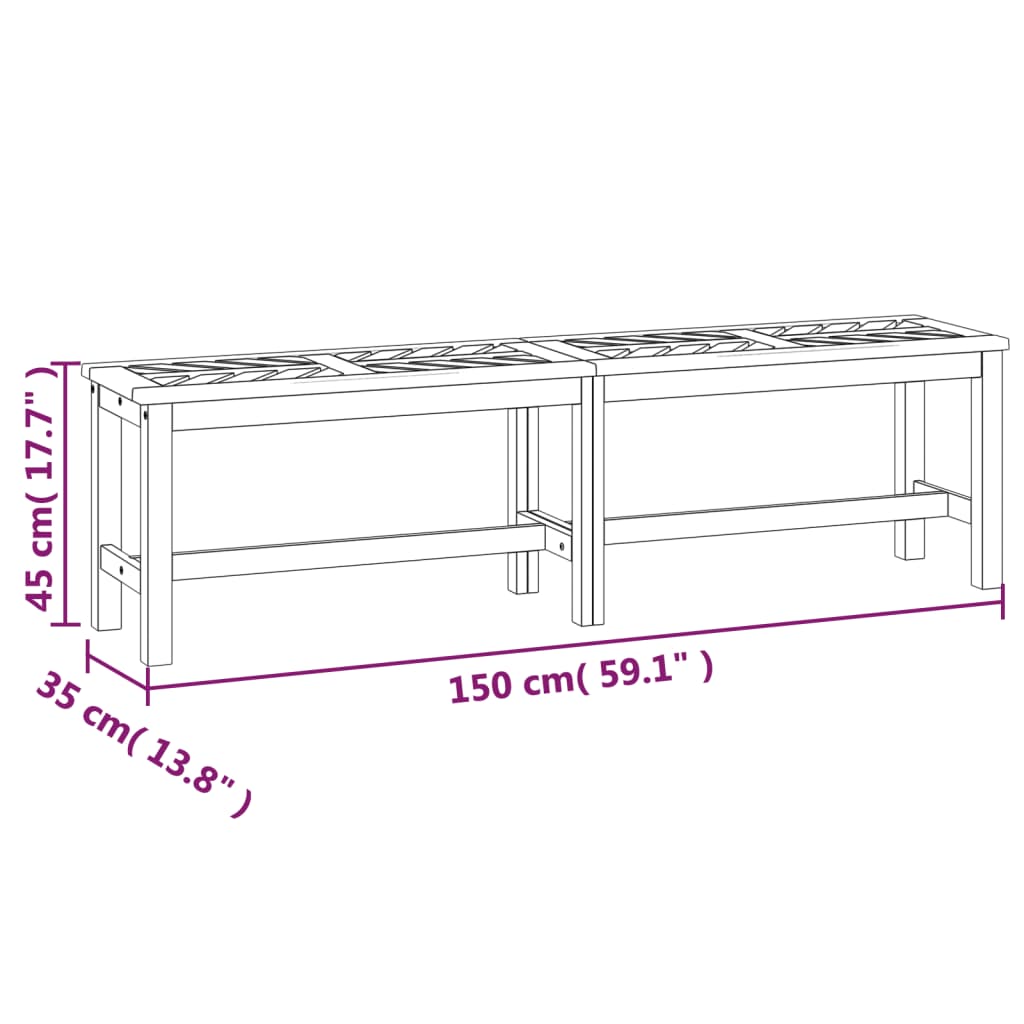 vidaXL Patio Bench 59.1" Solid Wood Acacia