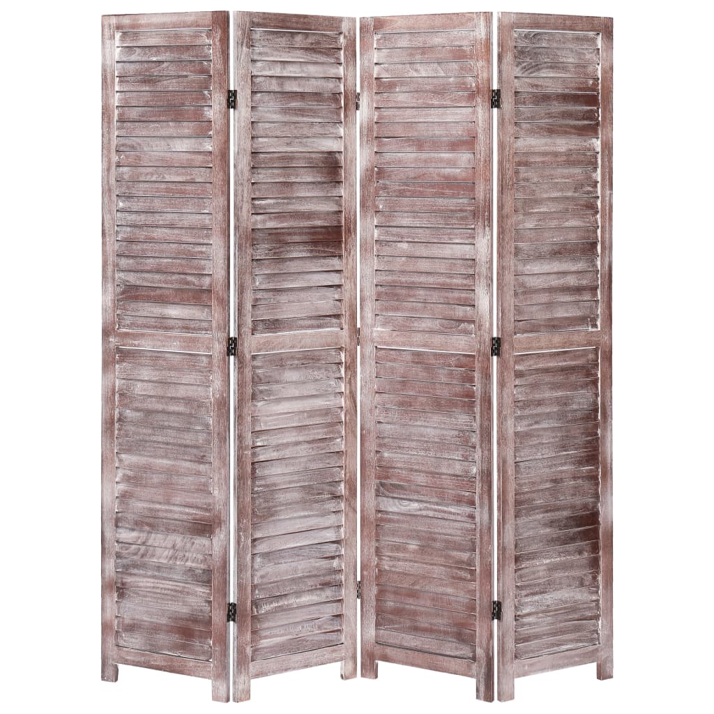 vidaXL 4-Panel Room Divider Brown 55.1"x65" Wood