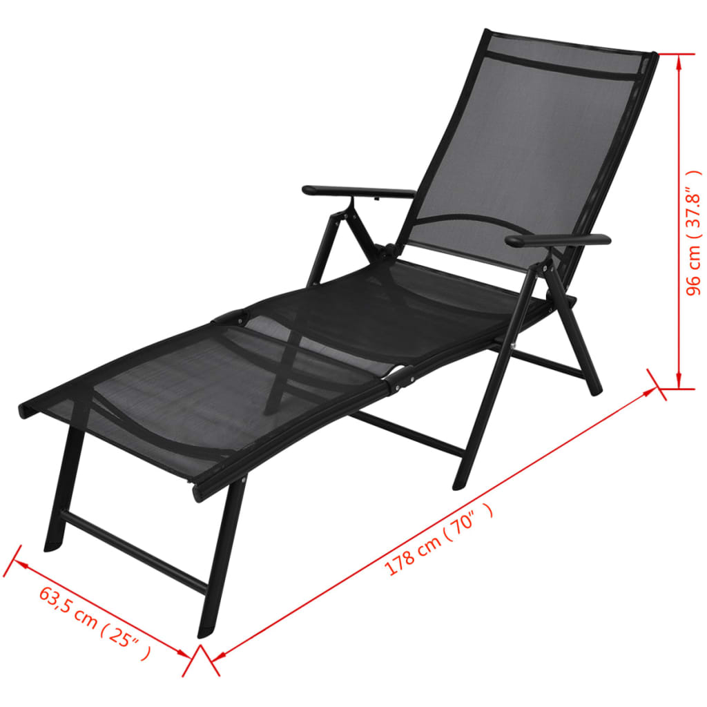 vidaXL Folding Sun Lounger Aluminum Black