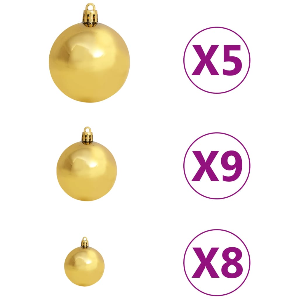 vidaXL Artificial Pre-lit Christmas Tree with Ball Set Pink 59.1" PVC