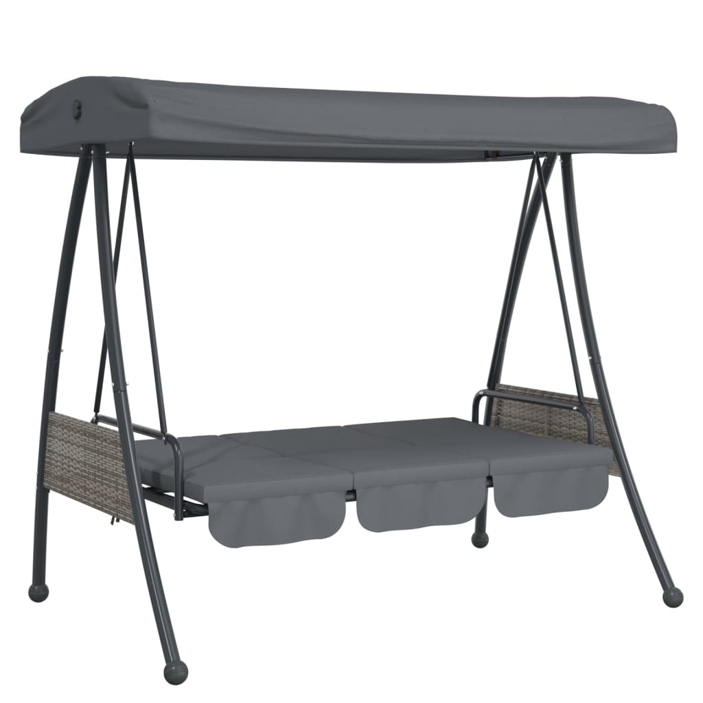 vidaXL Patio Swing Bench with Adjustable Canopy Dark Gray Steel