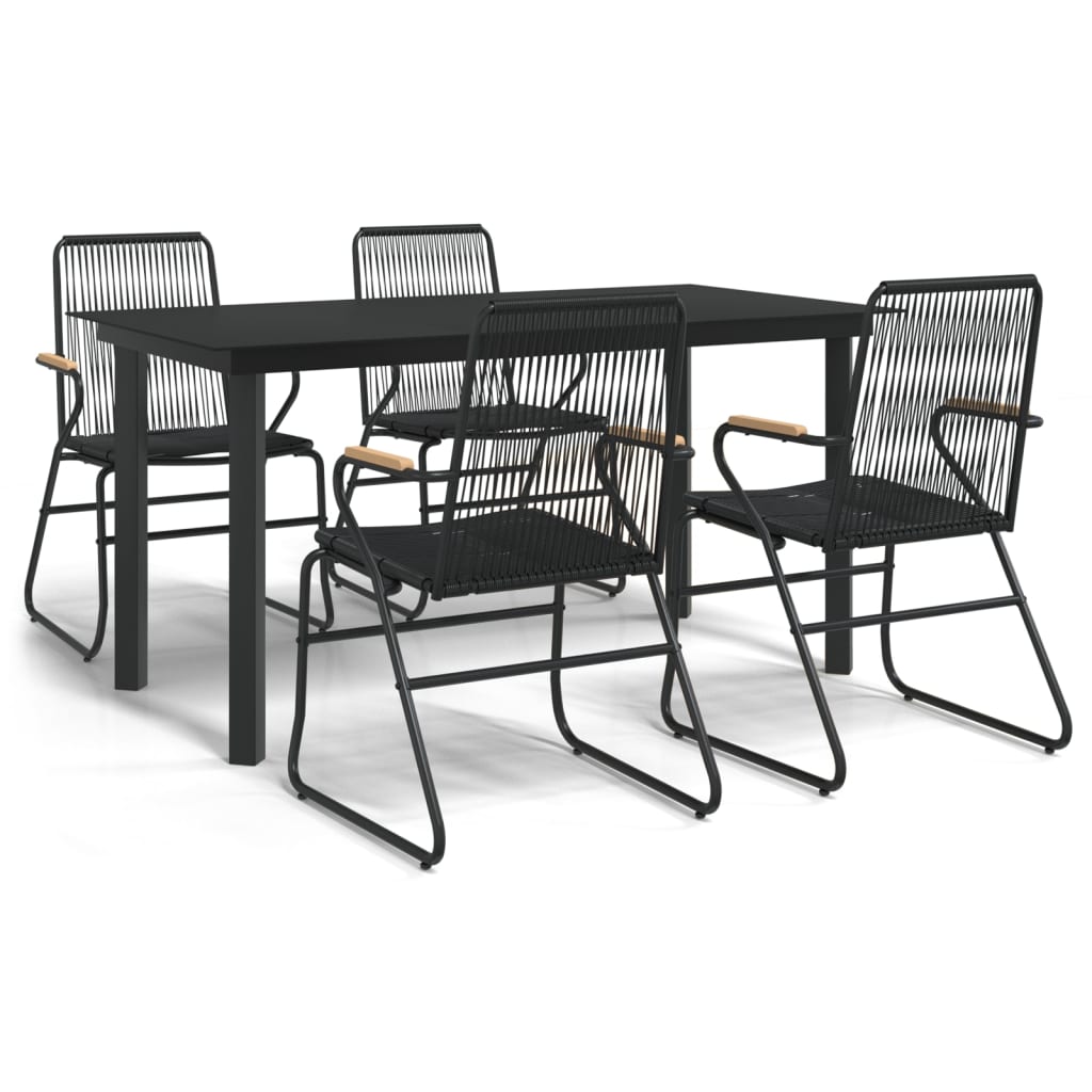 vidaXL 5 Piece Patio Dining Set Black PVC Rattan