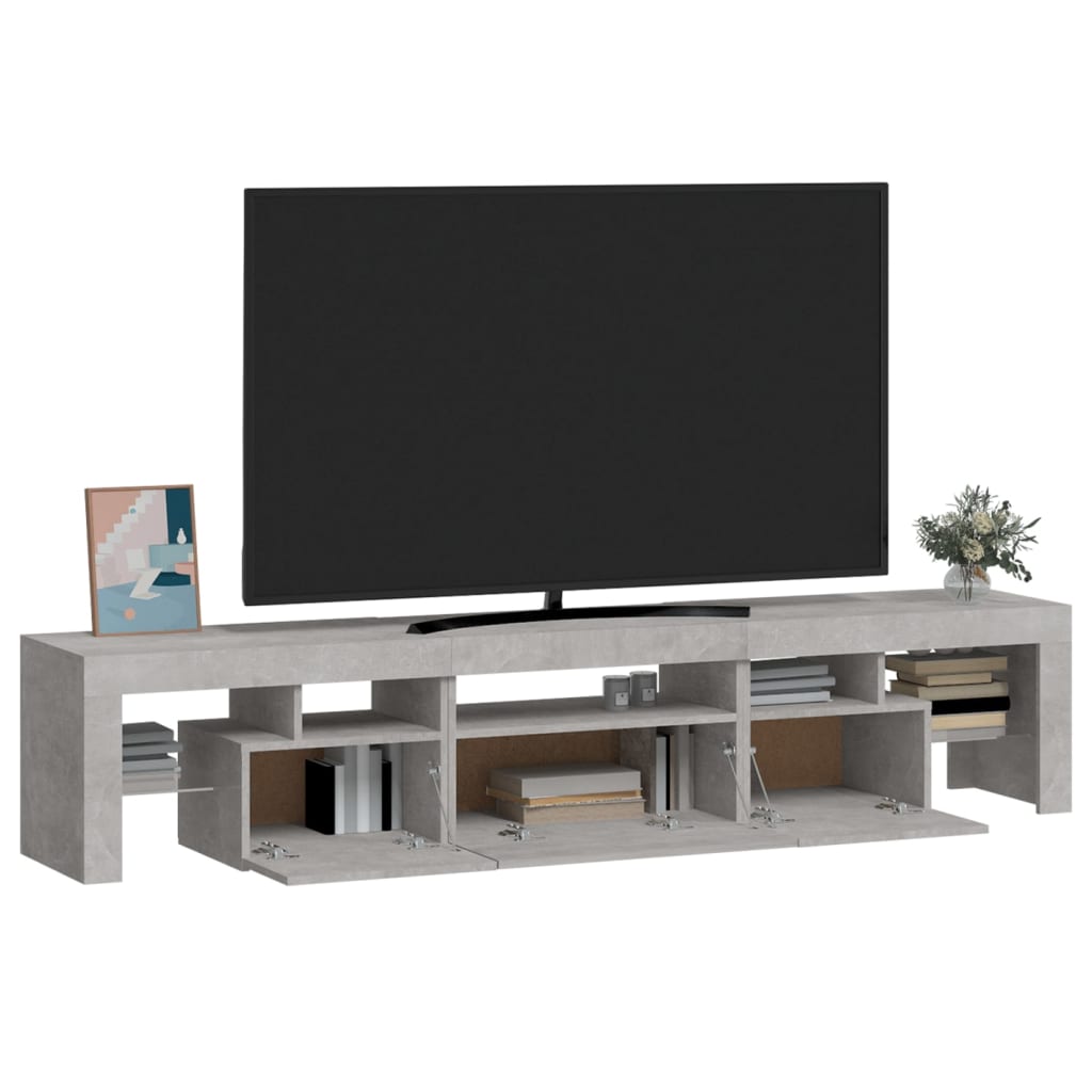 vidaXL TV Stand with LED Lights Concrete Gray 78.7"x14.4"x15.7"