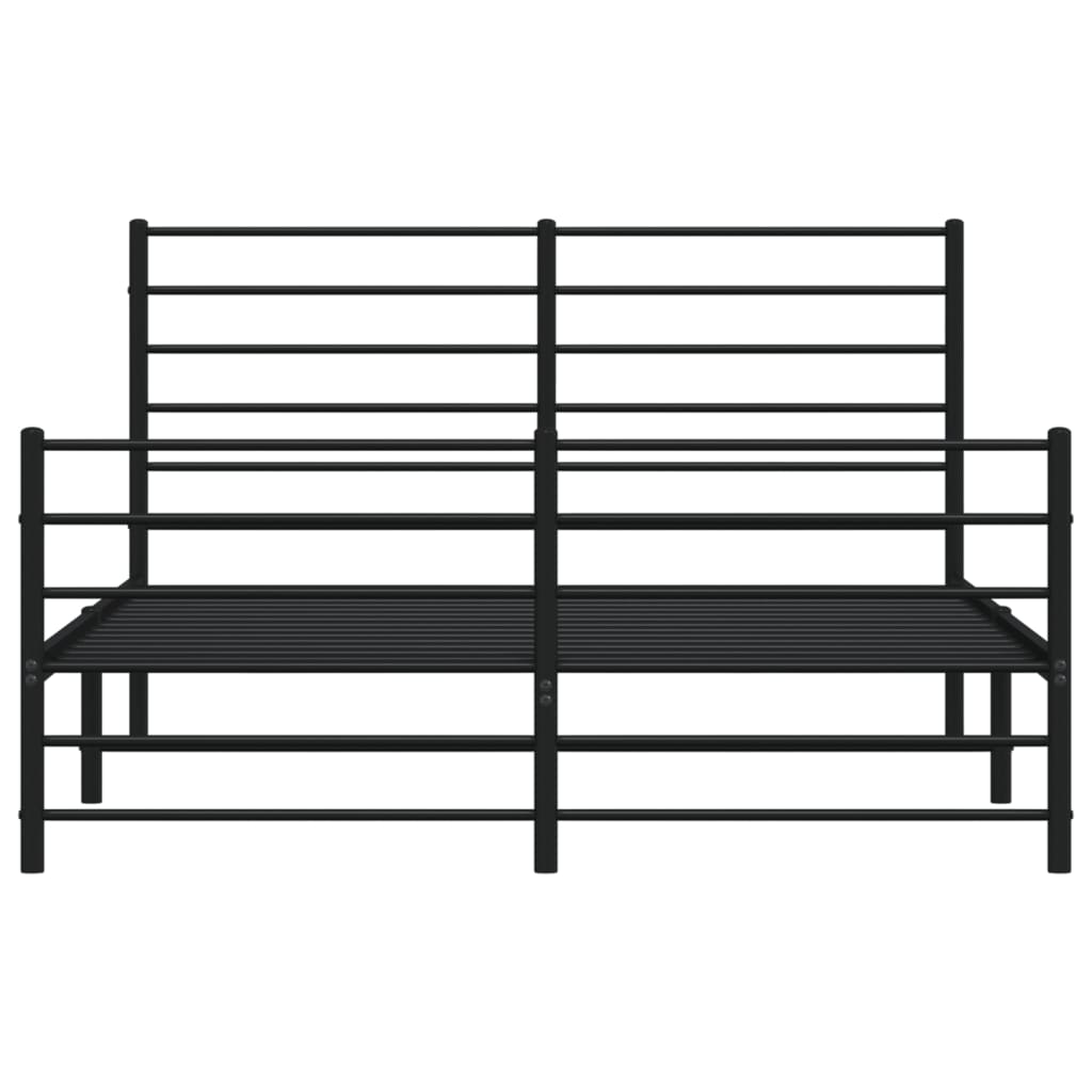 vidaXL Metal Bed Frame without Mattress with Footboard Black 59.1"x78.7"