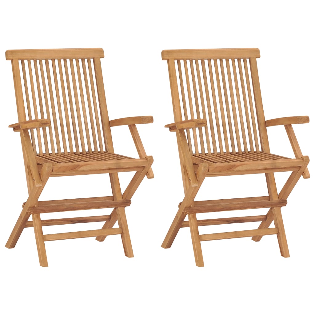 vidaXL Patio Chairs with Light Blue Cushions 2 pcs Solid Teak Wood