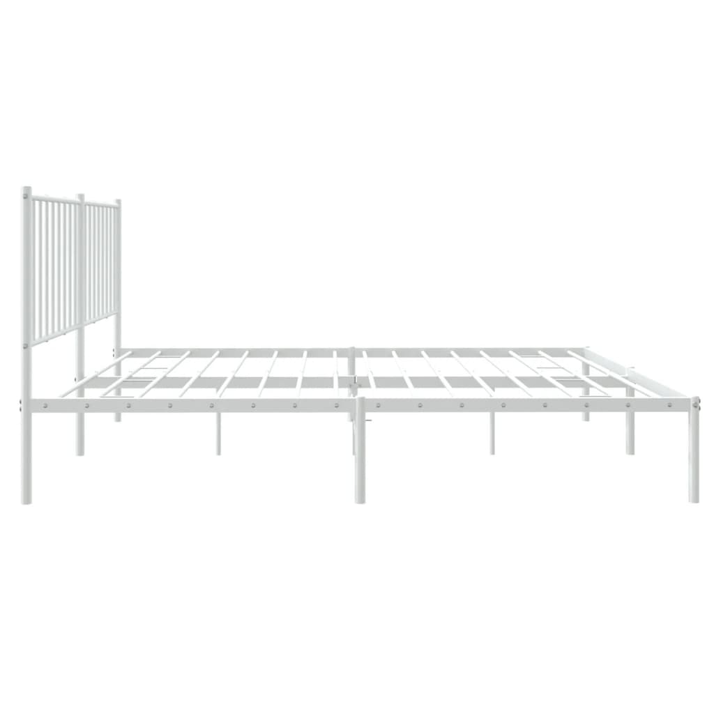 vidaXL Metal Bed Frame with Headboard White 53.9"x74.8" Full