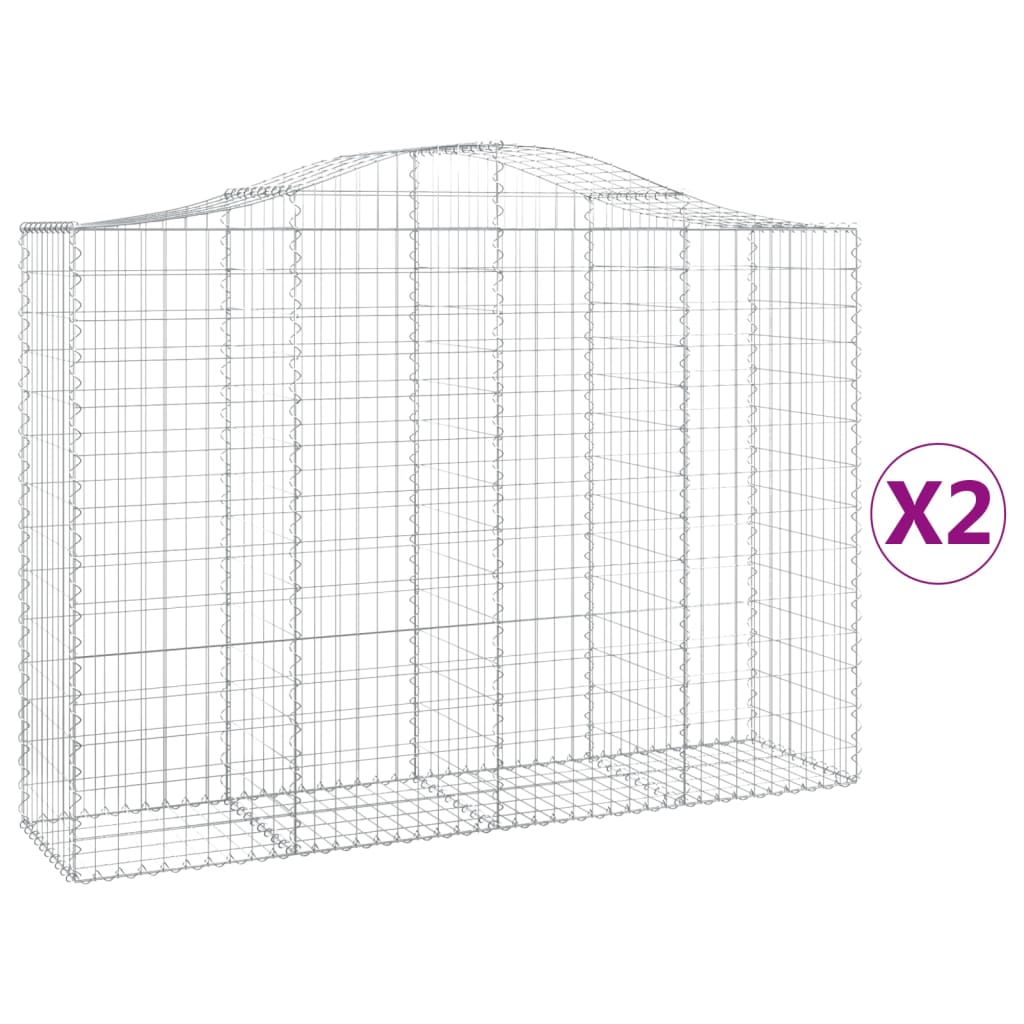 vidaXL Arched Gabion Baskets 2 pcs 78.7"x19.7"x55.1"/63" Galvanized Iron