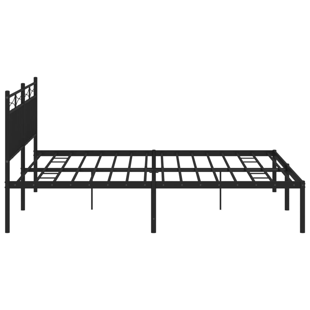 vidaXL Metal Bed Frame without Mattress with Headboard Black 72"x83.9"