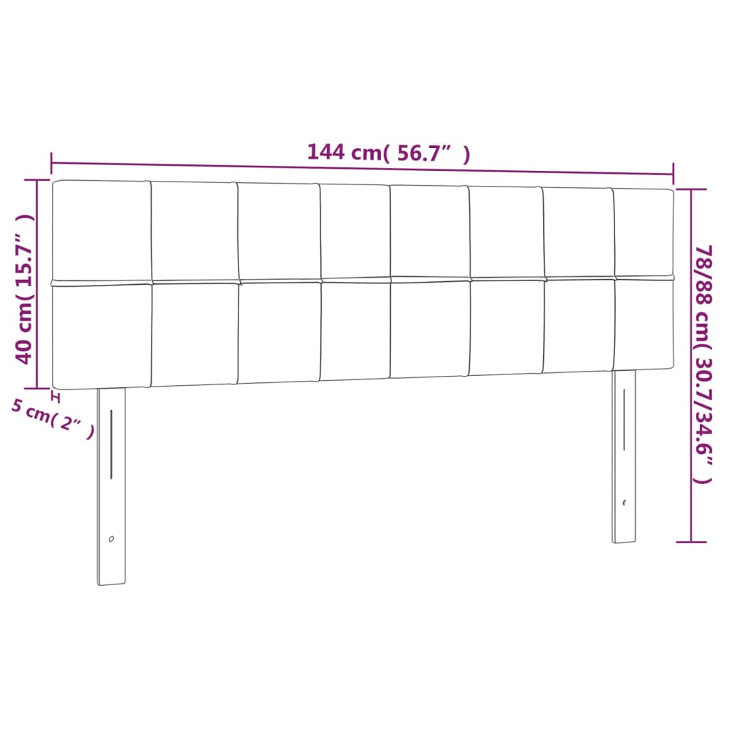 vidaXL LED Headboard Light Gray 56.7"x2"x30.7"/34.6" Velvet