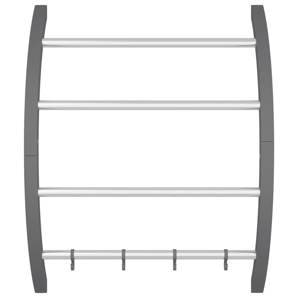 vidaXL Towel Rack with Hooks Silver 22"x6.3"x28.3" Aluminum