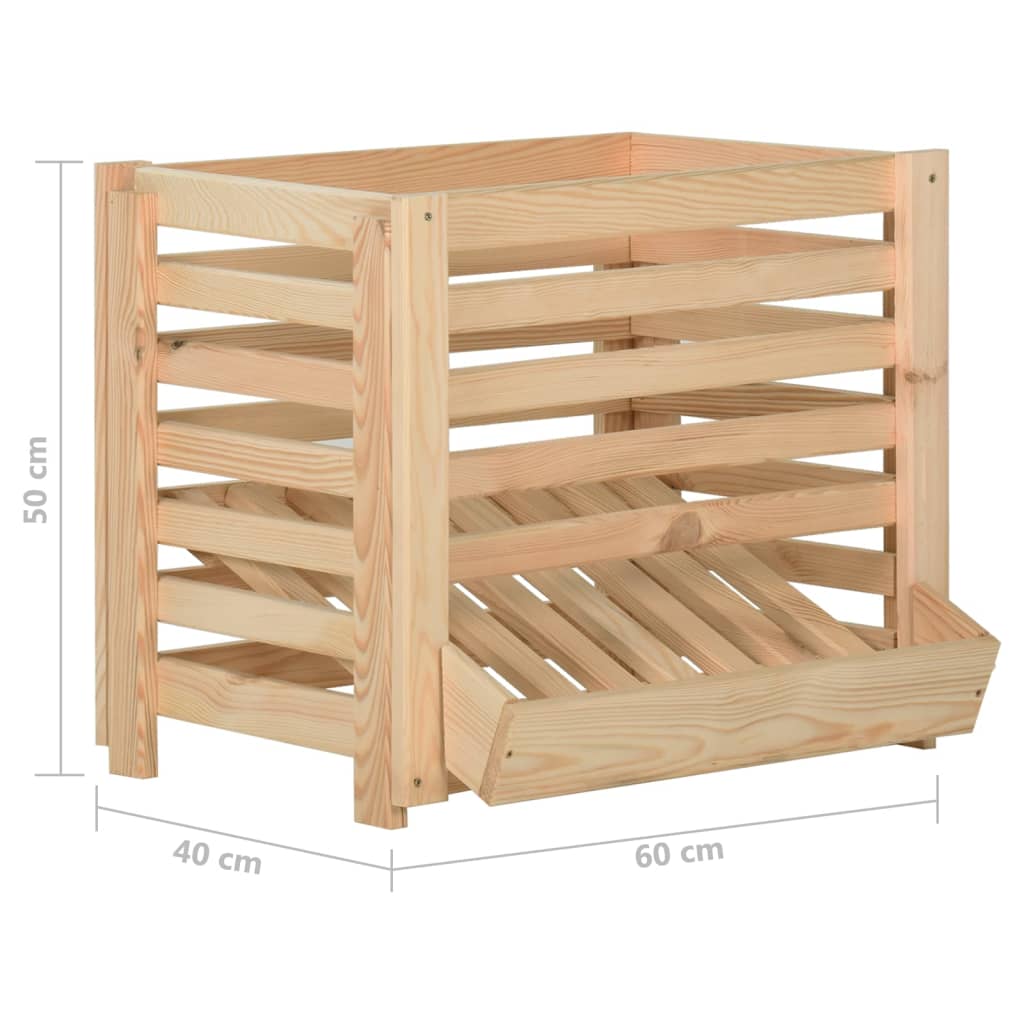 vidaXL Potato Box 23.6"x15.7"x19.7" Solid Wood Pine