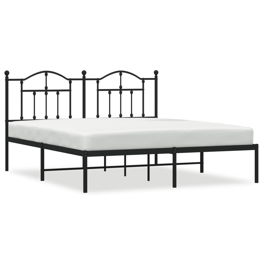 vidaXL Metal Bed Frame with Headboard Black 72"x83.9" California King